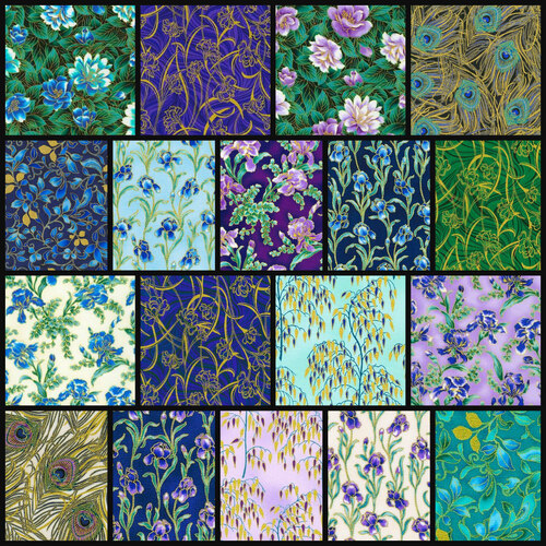 Peacock Garden Metallic Fat Quarter Bundle