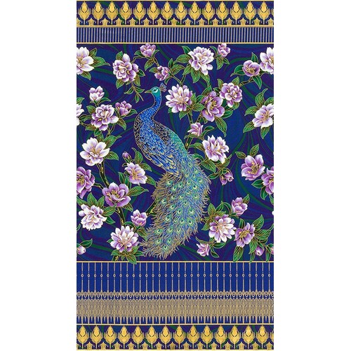 Peacock Garden Floral Metallic 24" Panel 20664-78