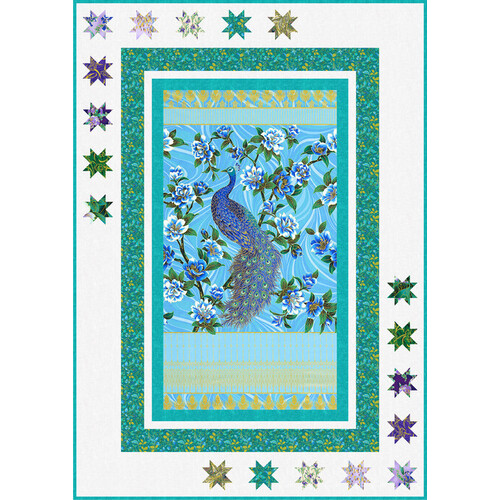 Peacock Garden Quilt Kit Royal Knights Sky