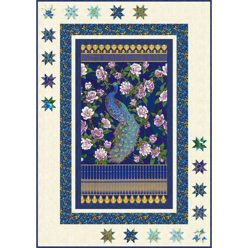 Peacock Garden Quilt Kit Royal Knights Blue