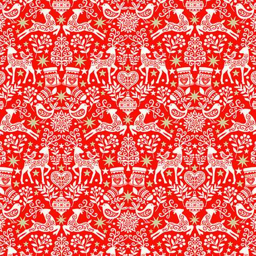 Scandi 2022 Christmas Reindeers Red 2459-R