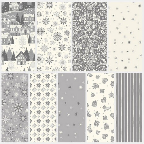 Scandi 2022 Christmas Fat Quarter Bundle Silver