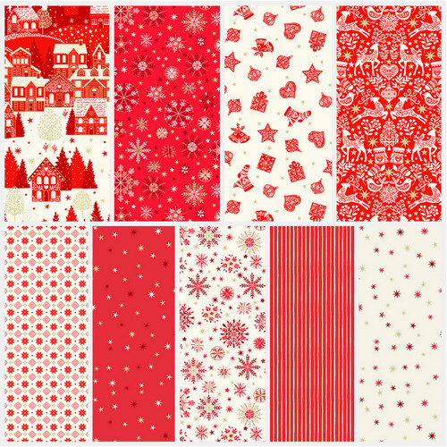 Scandi 2022 Christmas Fat Quarter Bundle Red