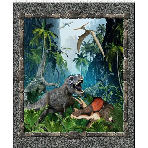 Jurassic Dinosaurs 36" Quilt Panel 1JUR-1