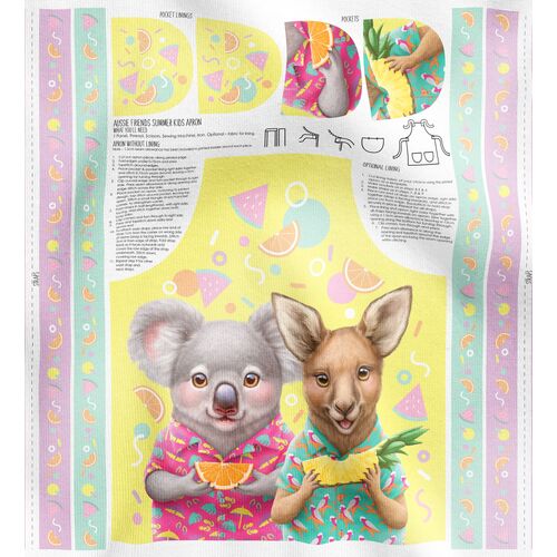 Aussie Friends Summer Animals Apron Panel DV5310