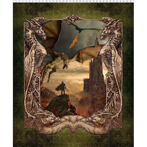 Dragons The Ancients Scenic Quilt Panel 10DRG-1