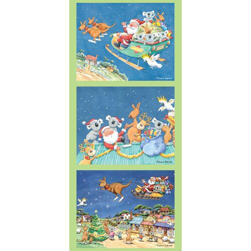 Summertime Santa Aussie Christmas Blocks Panel DV5412