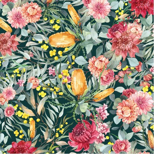 Bush Celebration Aussie Christmas Floral Teal DV5395