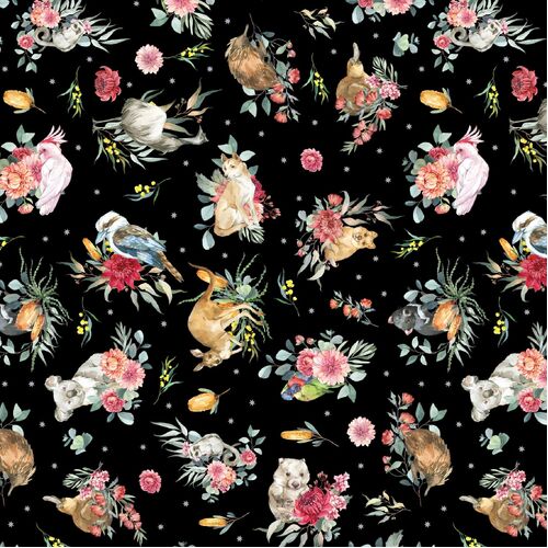 Bush Celebration Aussie Christmas Animals Black DV5400