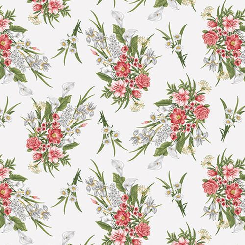 Magnificent Blooms Bouquet White 6788-13 By The Metre