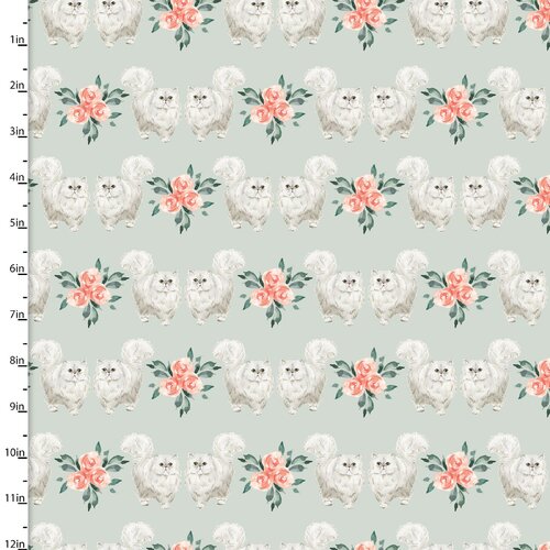 Everyday is Caturday White Cat Floral 18039-MNT