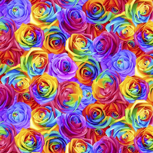 Rainbow Rose Packed Roses Allover 8949