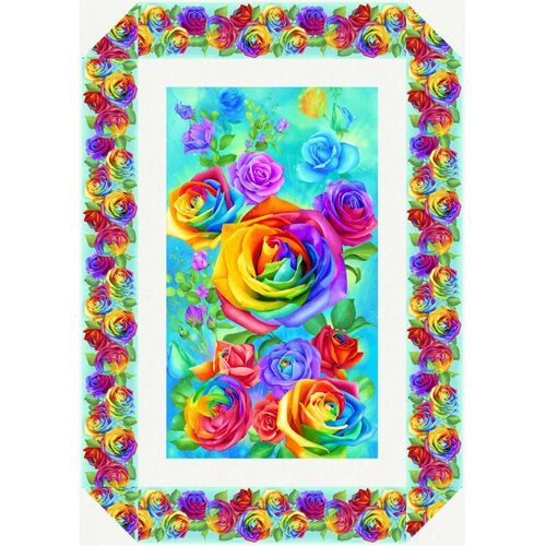 Rainbow Rose Floral Quilt Kit Beginner