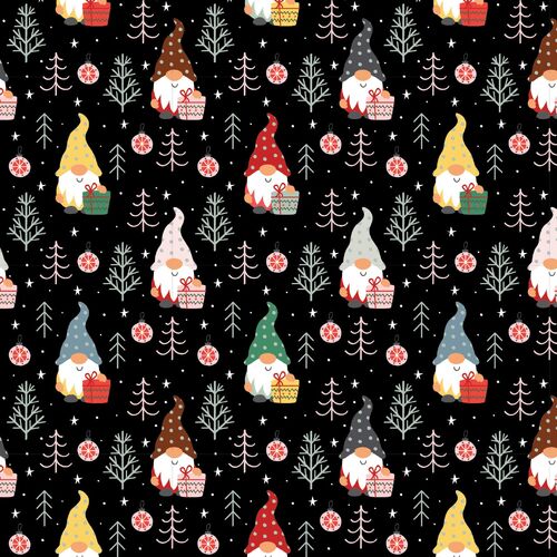 Gnoel Christmas Gnomes Presents Trees Black DV5327