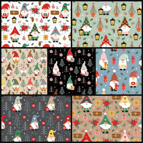 Gnoel Christmas Gnomes Fat Quarter Fabric Bundle