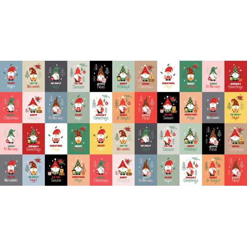 Gnoel Christmas Gnomes Postcards Block Panel DV5320