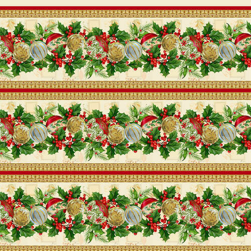 Christmas Legend II Border Stripe Cream 264-44