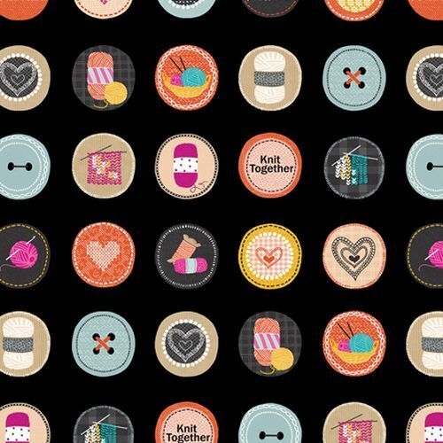 Knit Together Novelty Circles Black Per Metre