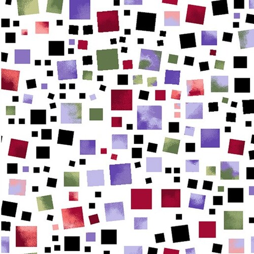 Amazing Poppies Geo Squares Multi White 6790