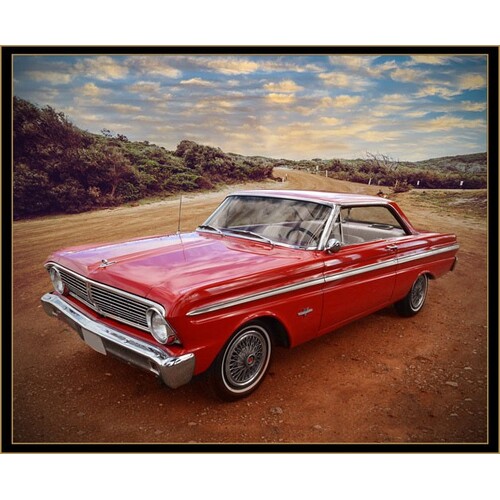 Vintage Vehicles Ford Falcon Car 36" Quilt Panel W