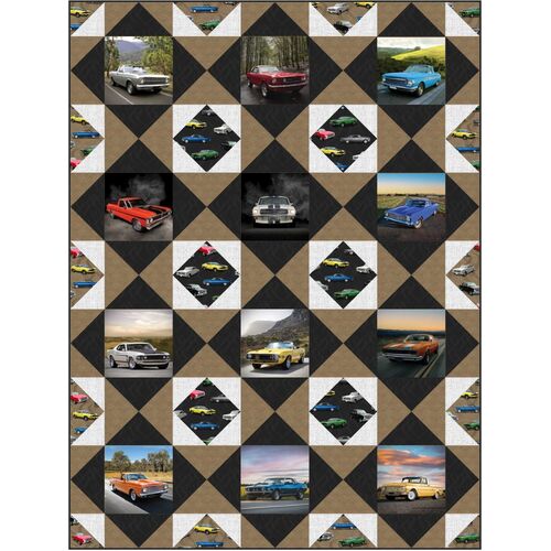 Vintage Vehicles Ford Classics Cars Utes Quilt Kit 57.5″ x 76.5″ 