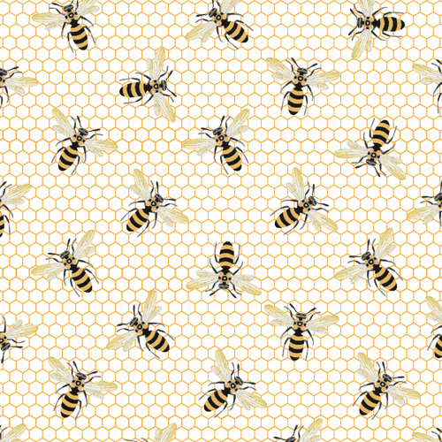 Fabric Remnant-Queen Bees Honeycomb 51cm