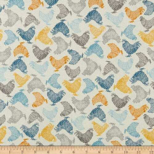 * SALE* Grove Chickens Roosters Cream Per Metre