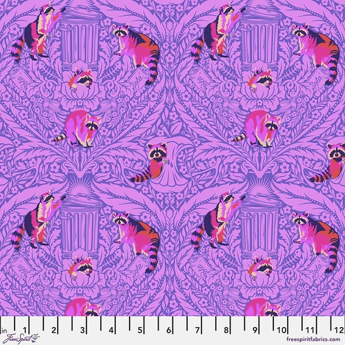 Tula Pink Tiny Beasts One Man's Trash Racoons 181-GLIMMER