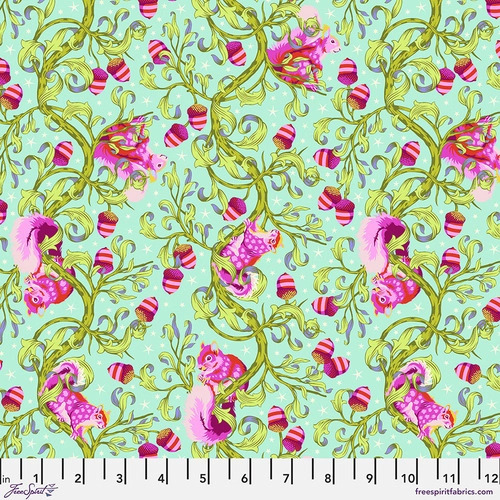 Tula Pink Tiny Beasts Oh Nuts Squirrels 179-GLIMMER