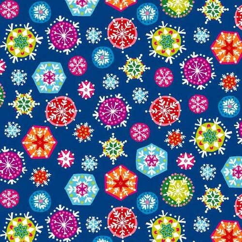 Fabric Remnant- Joyenx Snowflakes Bright 50cm