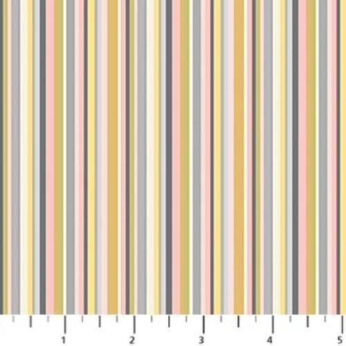 Fabric Remnant- Ever After Stripe Pink Grey 85cm