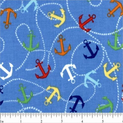 Fabric Remnant-Nautical Anchors Away 58cm