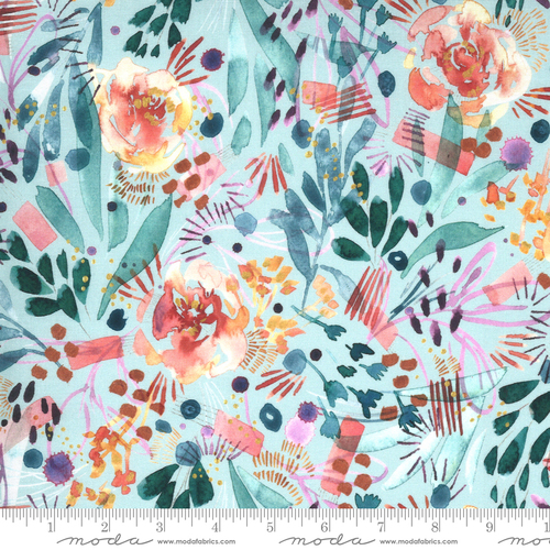 Fabric Remnant- Sunshine Soul Watercolour Floral 51cm
