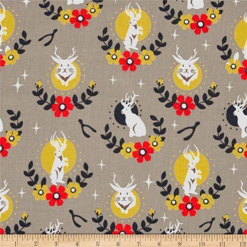 * SALE * Jackalope Floral Organic By the Metre