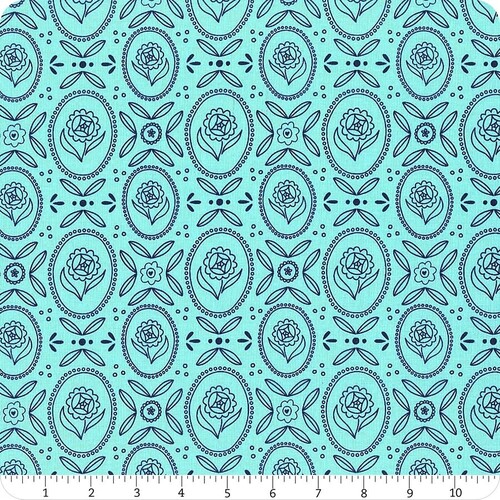 * SALE * Flutter and Shine Cottage Floral Aqua By The Metre
