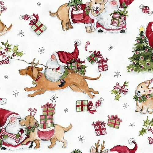 Christmas Santa Claus Puppy Dogs White 30250-117