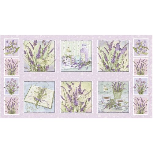 Lavender Garden Floral Blocks 24" Panel 9879-56