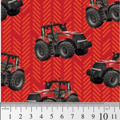 Fabric Remnant-Farm Machines Tractor Stripe Red 7105 K 88cm