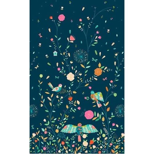 Fabric Remnant-Flock Bird Border 40cm