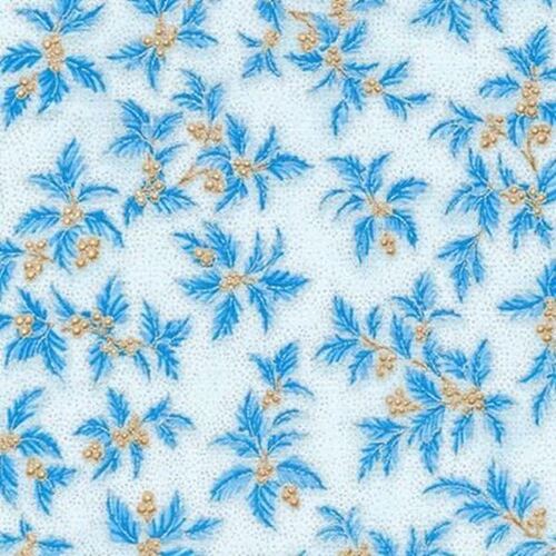 Fabric Remnant - Holiday Flourish Mistletoe Blue 46cm
