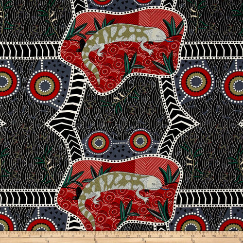 Fabric Remnant - Aboriginal Blue Tongue Nambooka 46cm