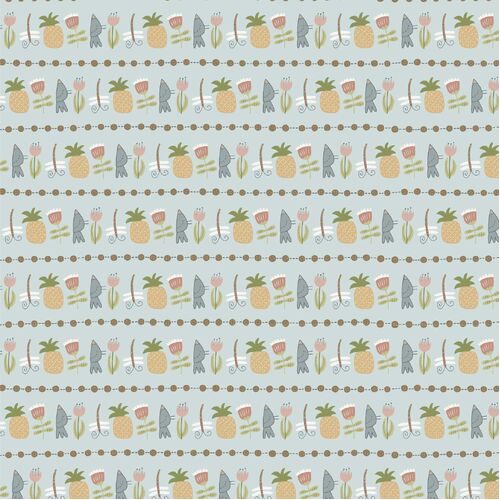 Heartstrings Floral Pineapple Stripe Natalie Bird DV3274 $6.95/Metre