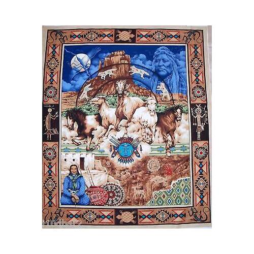 OOP Native Legacy Indian Chief Horse Quilt Panel
