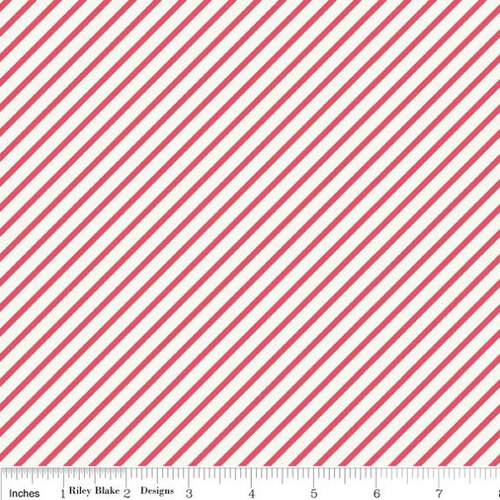 Fabric Remnant - 	Diagonal Stripe Pink 84cm