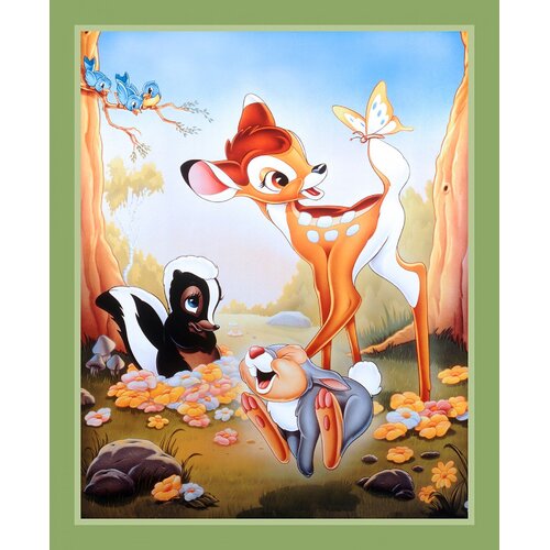 OOP Licensed Disney Bambi and Friends Fabric Quilt Panel