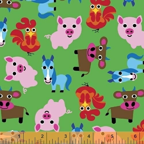 Fabric Remnant -Happy Farm Animals 50cm