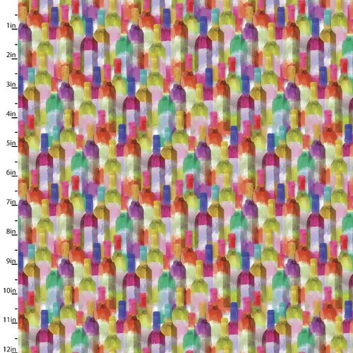 Fabric Remnant -Sip and Snip Wine Bottles 50cm
