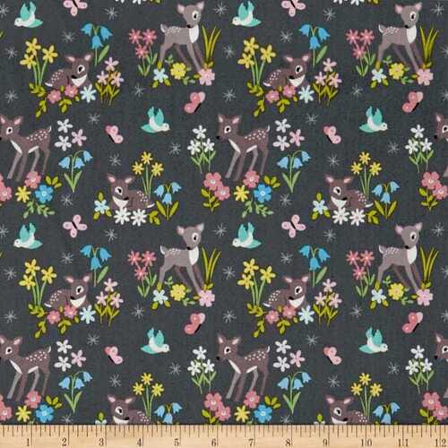 Fabric Remnant - So Darling Deers Floral  90cm
