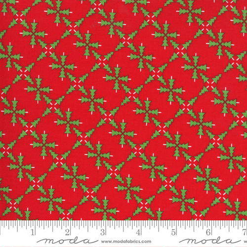 Fabric Remnant -Merry Bright Christmas Forest Red 73cm