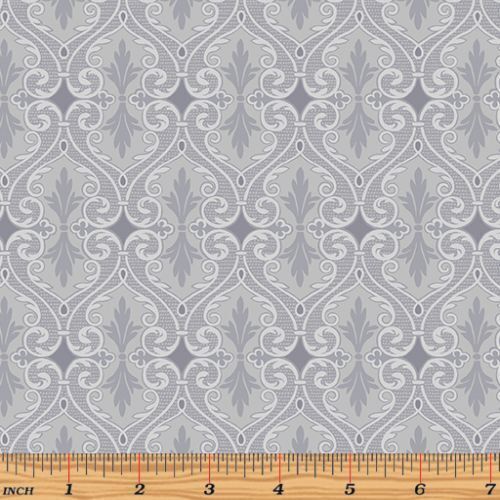 Fabric Remnant - Totally Tulips Damask Grey 82cm